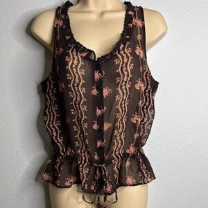 Blush James Coviello Anthropologie 100% silk ruffle top